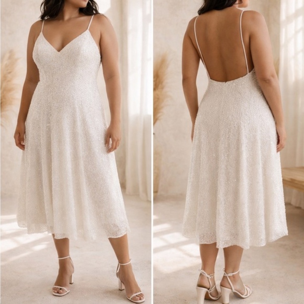 ASOS EDITION Eva embellished Cami Midi Wedding Dress in Ivory